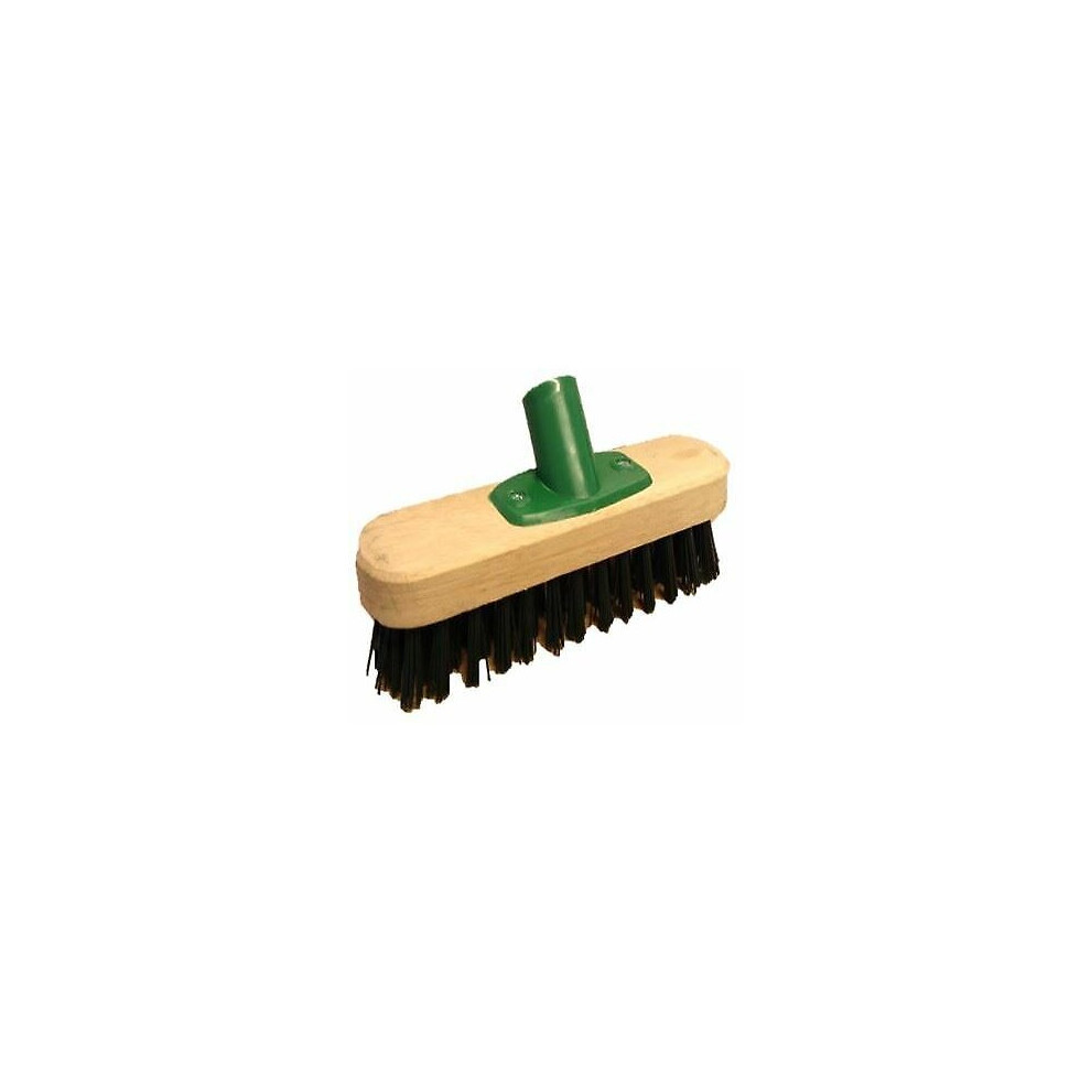 The Dustpan & Brush Store 9" Stiff Deck Scrub Floor Scrubbing Brush Broom Head With Support Bracket