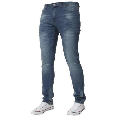 (Light Blue , 36S) Kruze Mens Skinny Stretch Jeans Slim Fit Denim Pants