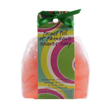 Bomb Cosmetics Pocket Full of Rainbows Soap Sponge – Exfoliating Scented Body Wash with Kukui Nut Oil & Lavender, Red Fruits & Vanilla (PPOCFUL06)