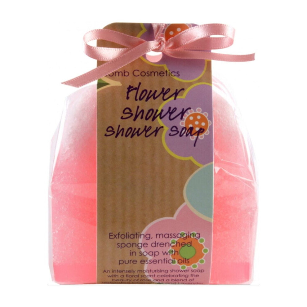 Bomb Cosmetics Flower Shower Soap Sponge Exfoliating Scented Body Wash