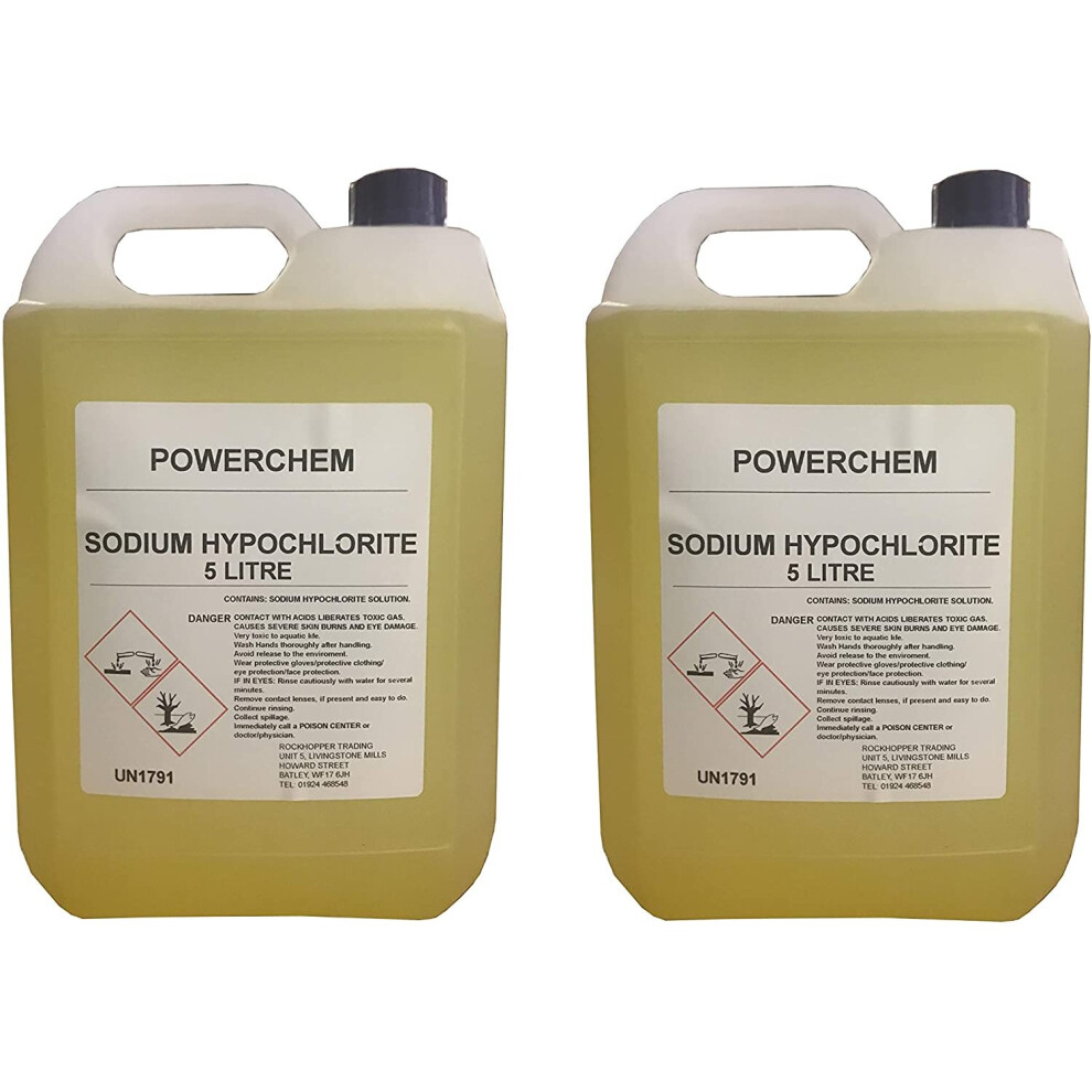 Powerchem (10L) Sodium Hypochlorite 14-15% High Strength Patio Block Paving Driveway Cleaner | Algae Weed Moss Mould Blackspot & Lichen Killer Remover