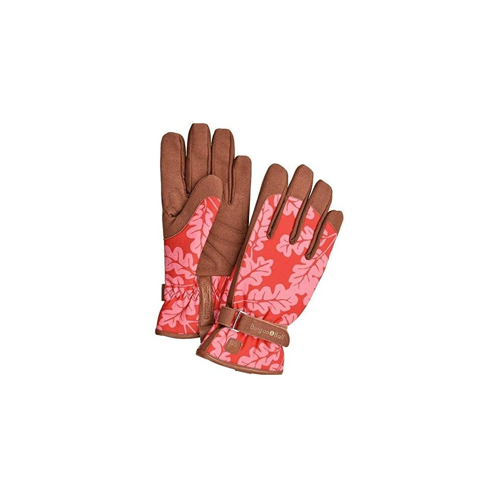 Burgon & Ball Oak Leaf Poppy Ladies Gardening Gloves Cushion Palm Love The Glove Red