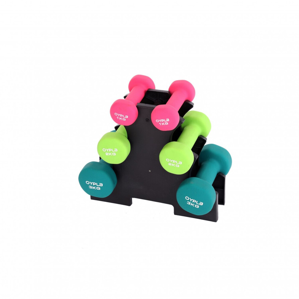 Oypla Neoprene Hand Dumbbell Set With Stand â 12kg | Weight Set