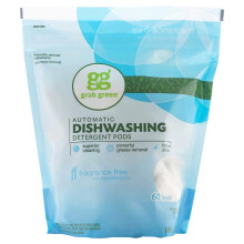 Grab Green, Automatische Geschirrspülmaschinenspülungspulverkapseln, Duftfrei, 60 Lasten, 2 lbs 6 oz (1.080 g)