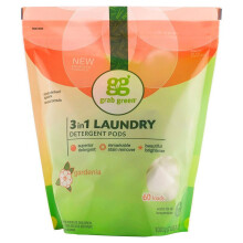 Grab Green, 3-in-1 Laundry Detergent Pods, Gardenia, 60 Loads, 1,080g
