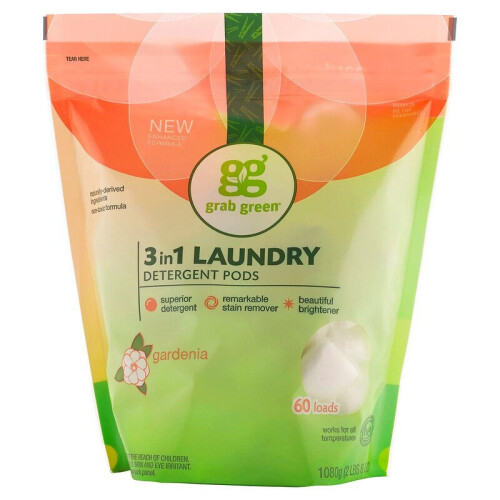 Grab Green, 3-σε-1 Λούτρινο Πώμα για Σάπια, Γαρδένια, 60 Σάπια, 2 lbs 2 oz (960 g)