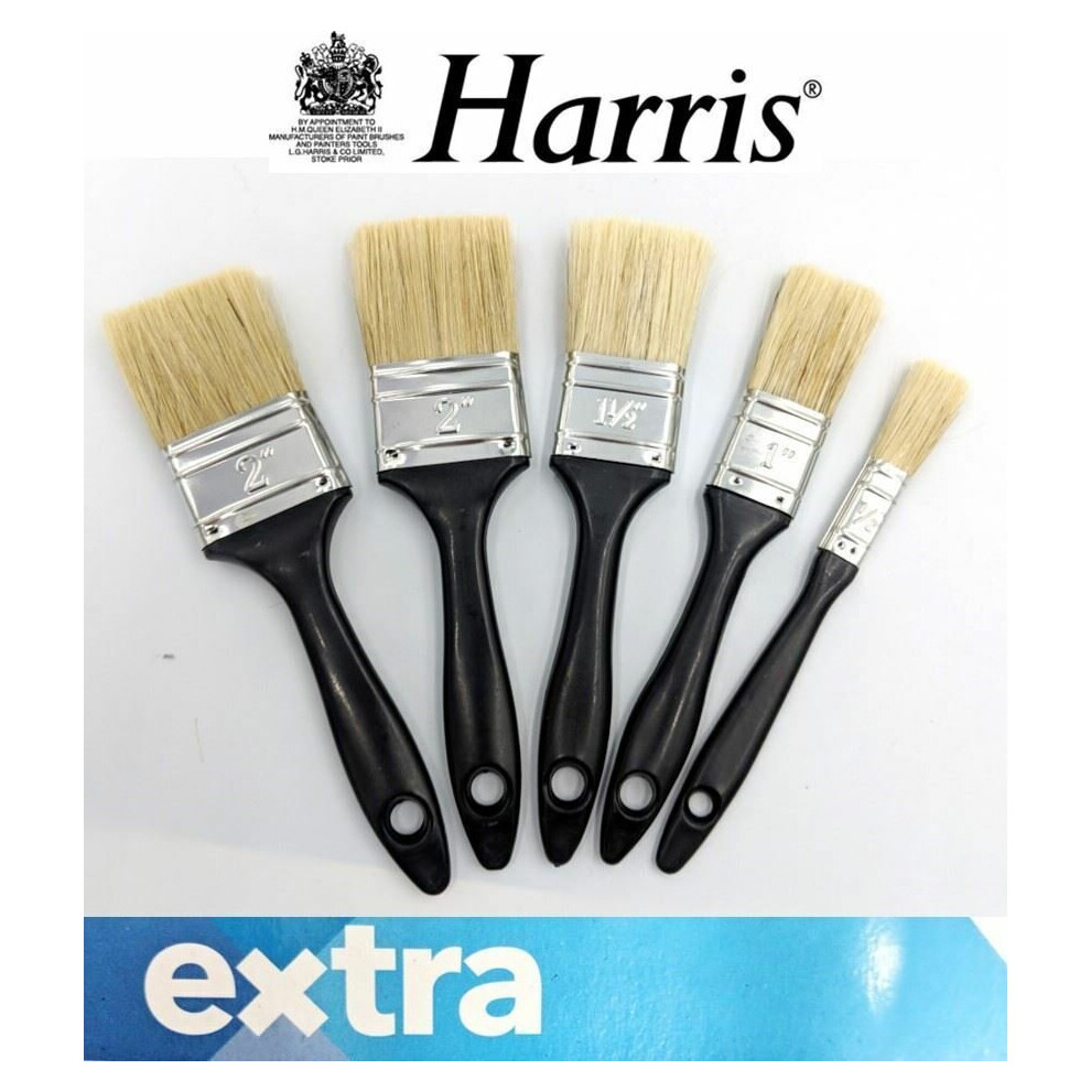 Harris Extra 5 Piece Paint Brush Set Home DIY Decorating Brushes 1/2" to 2"