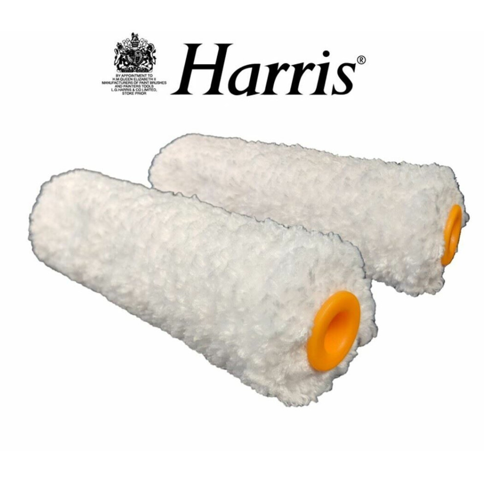 2 x Harris Replacement Roller Sleeves Mini 4" Microfibre Emulsion Paint Sleeve