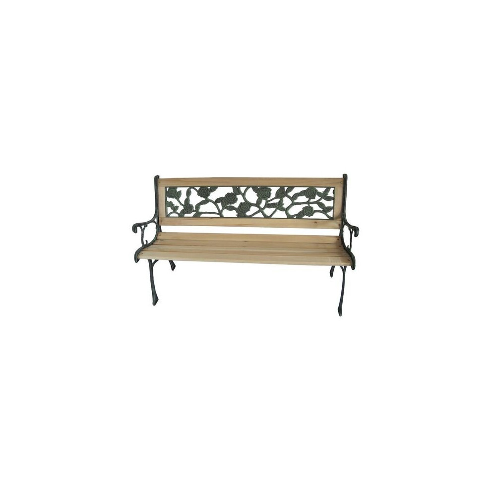 (Rose) BIRCHTREE 3 Seater Outdoor Wooden Garden Bench Cast Iron Legs Park Seat Furniture