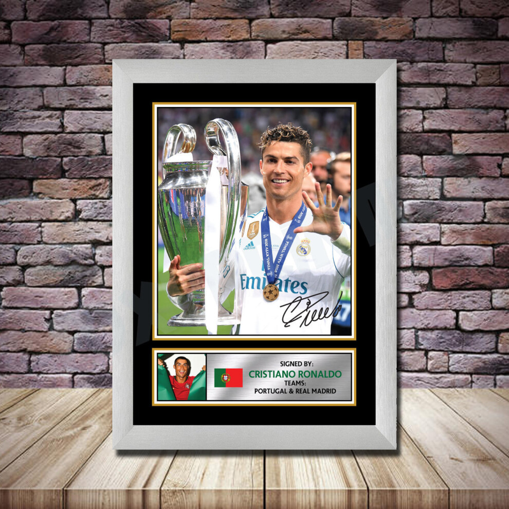 Personalised Signed Football Autograph print - Ronaldo Framed or Print Only