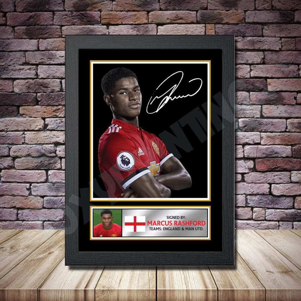 Personalised Signed Football Autograph print - Marcus Rashford Framed or Print Only