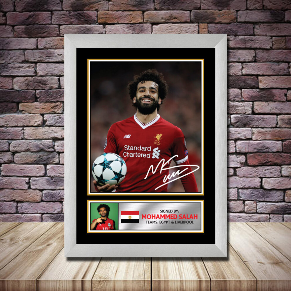 Personalised Signed Football Autograph print - Mohamed Salah Framed or Print Only