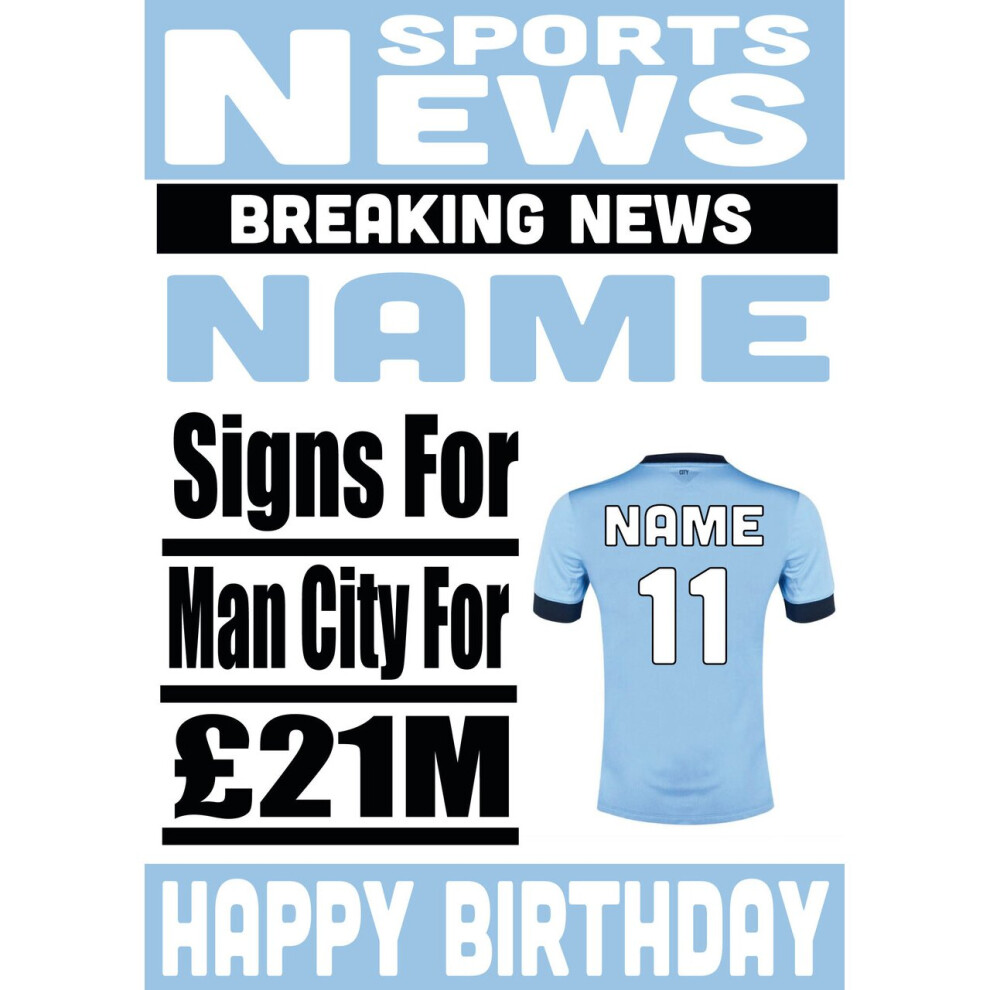 Signed For Man City Personalised Card