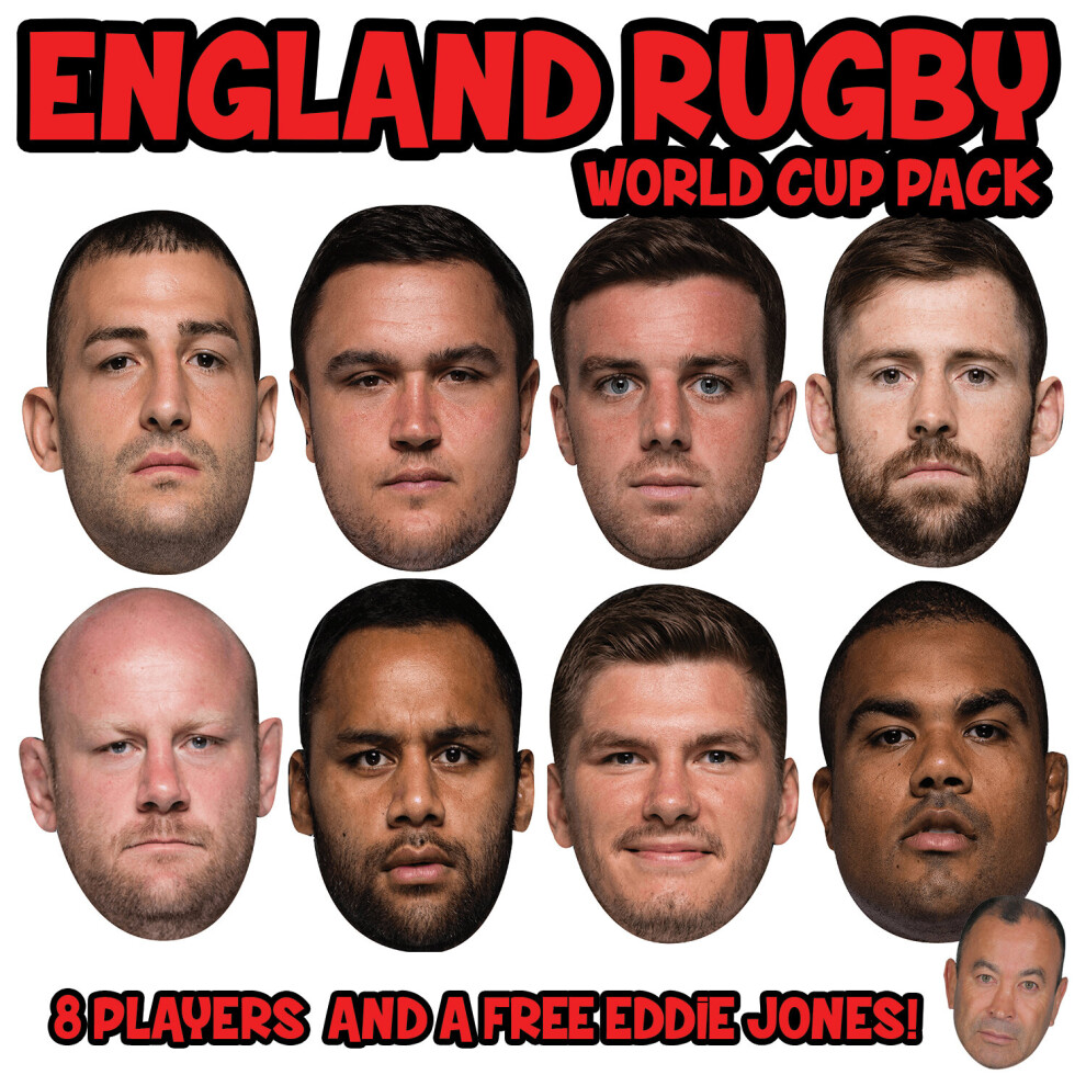 England rugby world cup 8 party face fancy dress pack + free eddie jones!