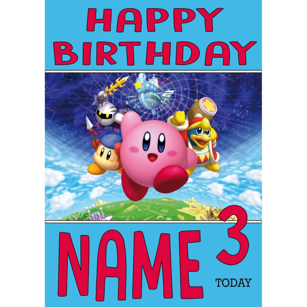 Retro Gaming Kirby Personalised Card