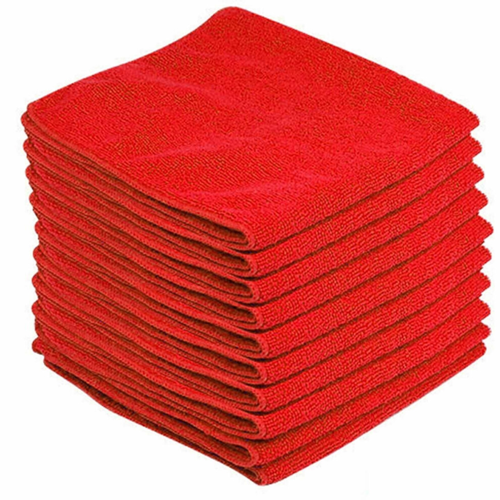 10 X Large Microfibre Cleaning Car Detailing Soft Cloths Wash Towel Duster Red