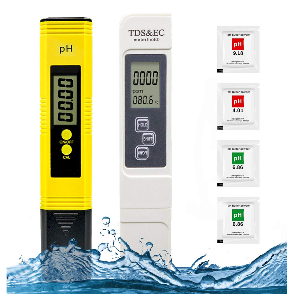 Litgrow PH Meter and TDS Meter Combo,Digital PH Meter Water Quality Tester 0.05ph High Accuracy Pen Type pH Meter