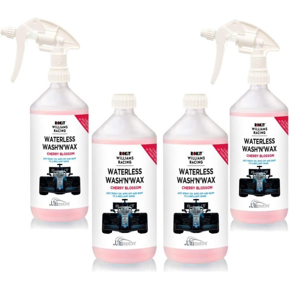 Williams Racing Cherry Blossom Waterless Wash & Wax 4 x 1L + 2 Trigger-image-OPC-P67FC5M-NEW