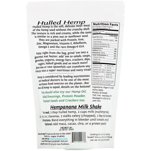 Foods Alive, Organic Hulled Hemp Seeds, 8 oz (227 g) 1
