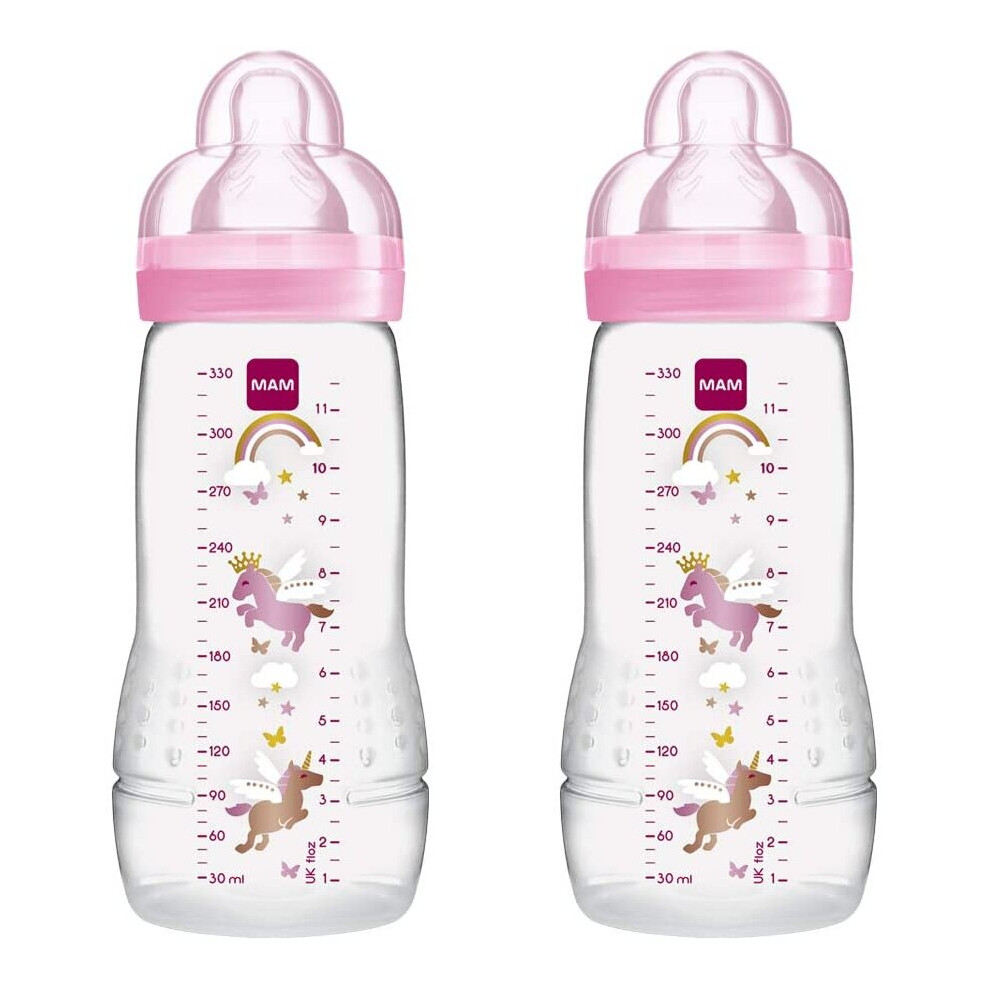 MAM Easy Active Baby Bottle with Fast Flow Teats, Twin Pack