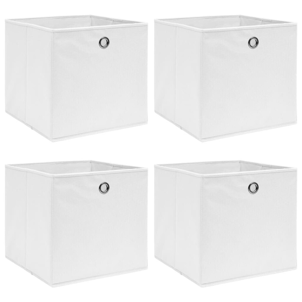 vidaXL 4x Storage Boxes White Fabric Foldable Garden Chests Cases Organisers