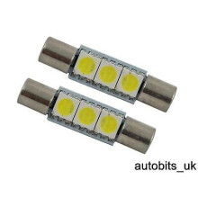 2X 30mm 31mm 3 SMD LED NUMBER PLATE INTERIOR DOME LIGHT FESTOON BULB 12v WHITE