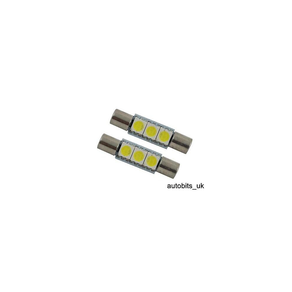 2X 30mm 31mm 3 SMD LED NUMBER PLATE INTERIOR DOME LIGHT FESTOON BULB 12v WHITE
