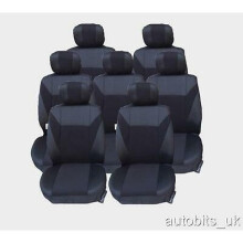 FULL SET BLACK 7X FABRIC SEAT COVERS FOR 7 SEATER CAR MPV VAN