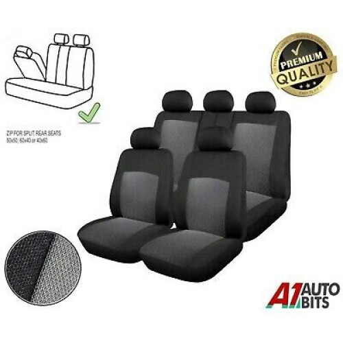 Universal Full Car Seat Covers Set Protectors Grey Washable Split Rear Seat