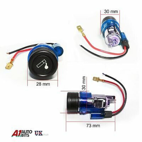 BLUE 12v Car Cigar Vintage Illuminated Cigarette Lighter Socket & Plug NEW BOXED 2