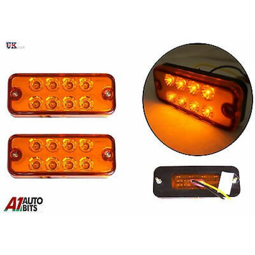2X 12 VOLT ORANGE SIDE MARKER LIGHT INDICATOR LAMPS TRUCK LORRY LGV HGV BUS LED