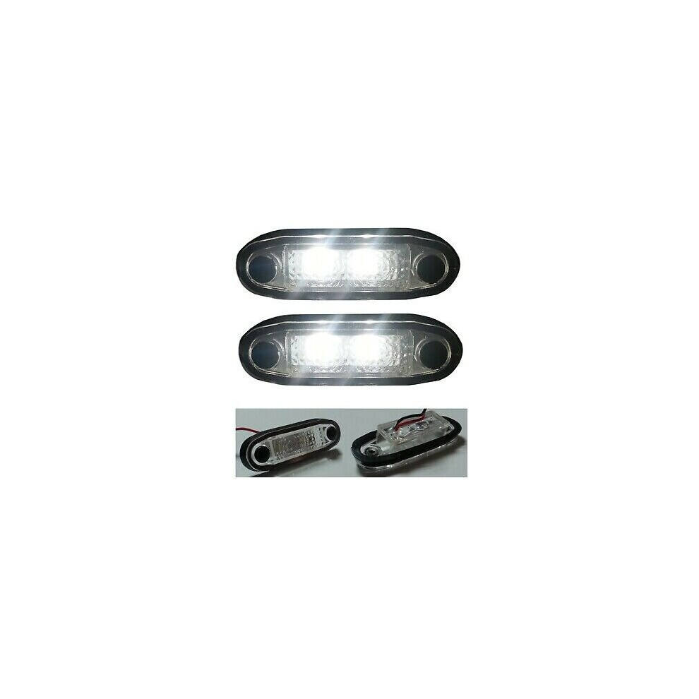 2x 2 Led Flush Fit White Marker Kelsa Bar Lights Lamps 12v For Trailer Cab Bus-image-OPC-P67GRKK-NEW