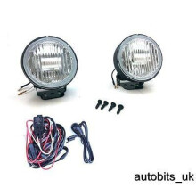 Pair X2 12V 4X4 Round Clear Fog Lights Lamps Light Lamp 102Mm E4 + Wiring Kit