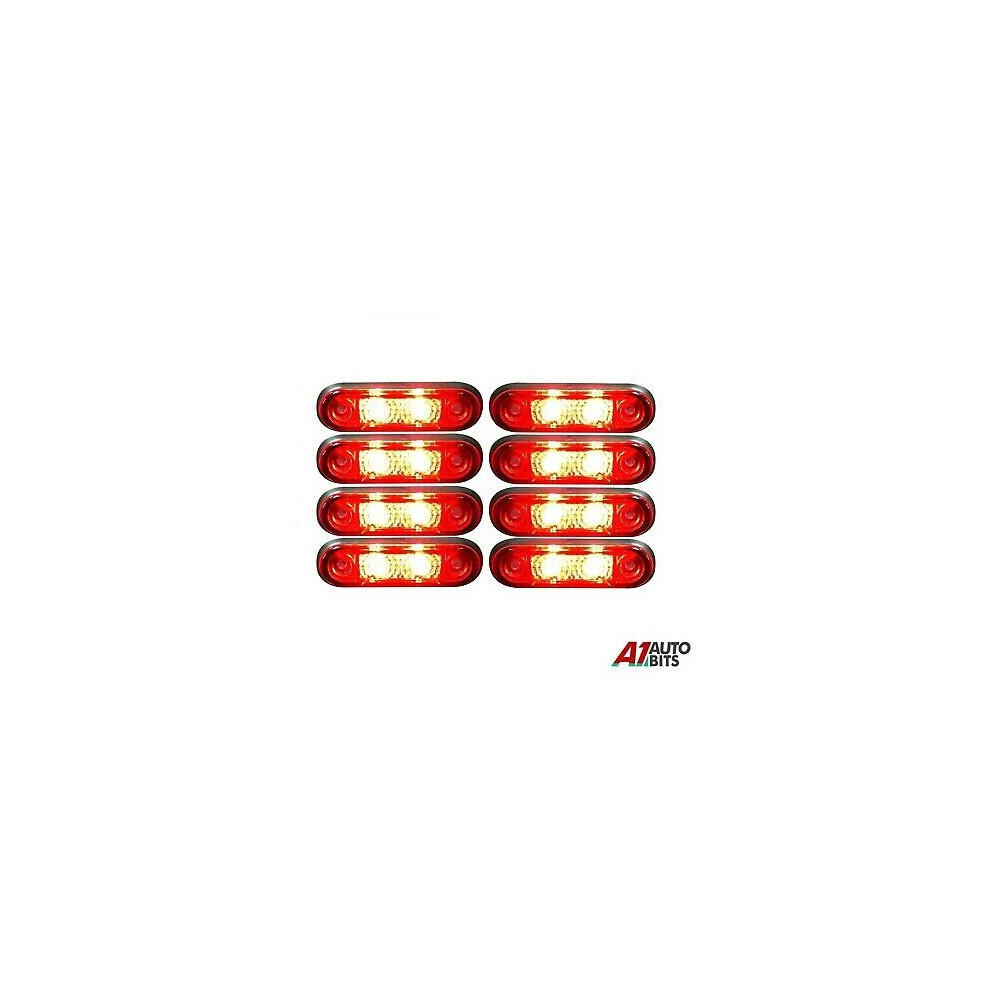 8x 24v 2 led Flush Fit Red Rear Tail Markers Lamps Lights For Trailer Lorry Cab-image-OPC-P67GRZQ-NEW