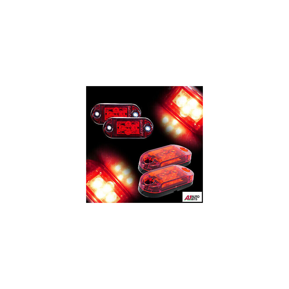 2x Led 24v Rear Tail Side Red Marker Lamps Light Indicator Truck Lorry Outline-image-OPC-P67GSBX-NEW