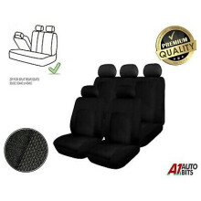 Mitsubishi Shogun Sport 1996-2006 Black Fabric Full Car Seat Covers Set 3 Zip