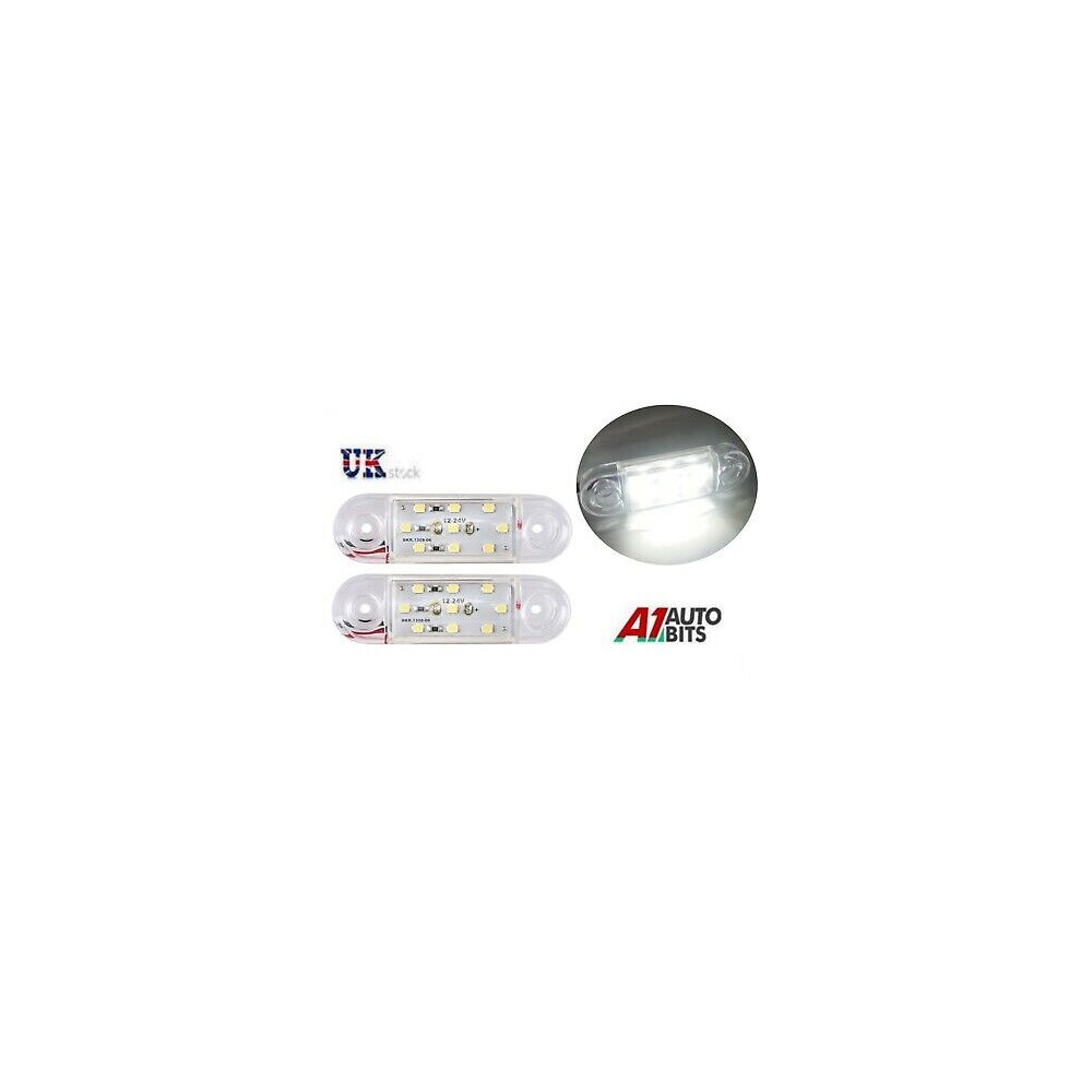 2X Led 24V Side Front White Clear Marker Lamps Lights Truck Lorry Outline-image-OPC-P67GSJW-NEW