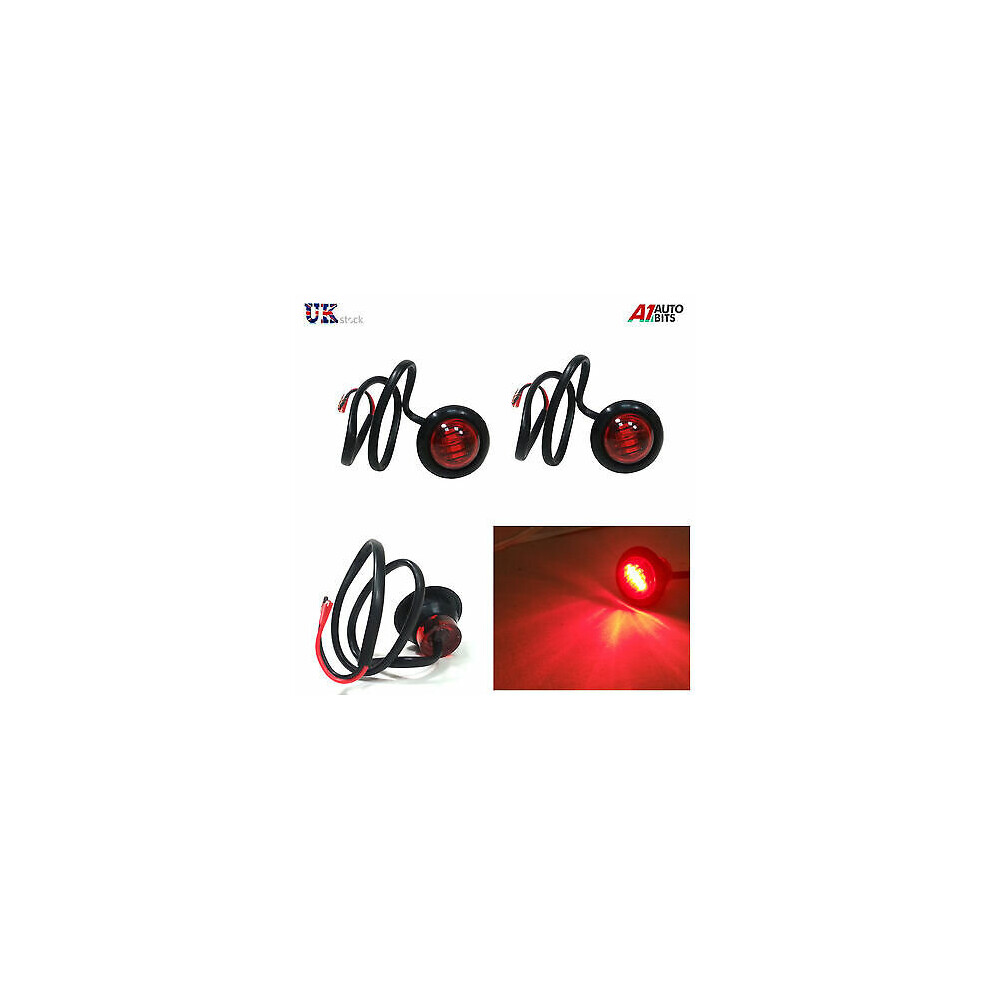 2 Pcs 3 LED Red Round Rear Side Marker Lights Lamps 24V For Truck Trailer Lorry-image-OPC-P67GSRN-NEW