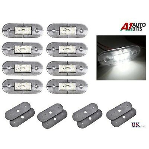 8-Pack Mini Rubber LED Marker Lights For Trailers & Trucks - 12V/24V Red & White