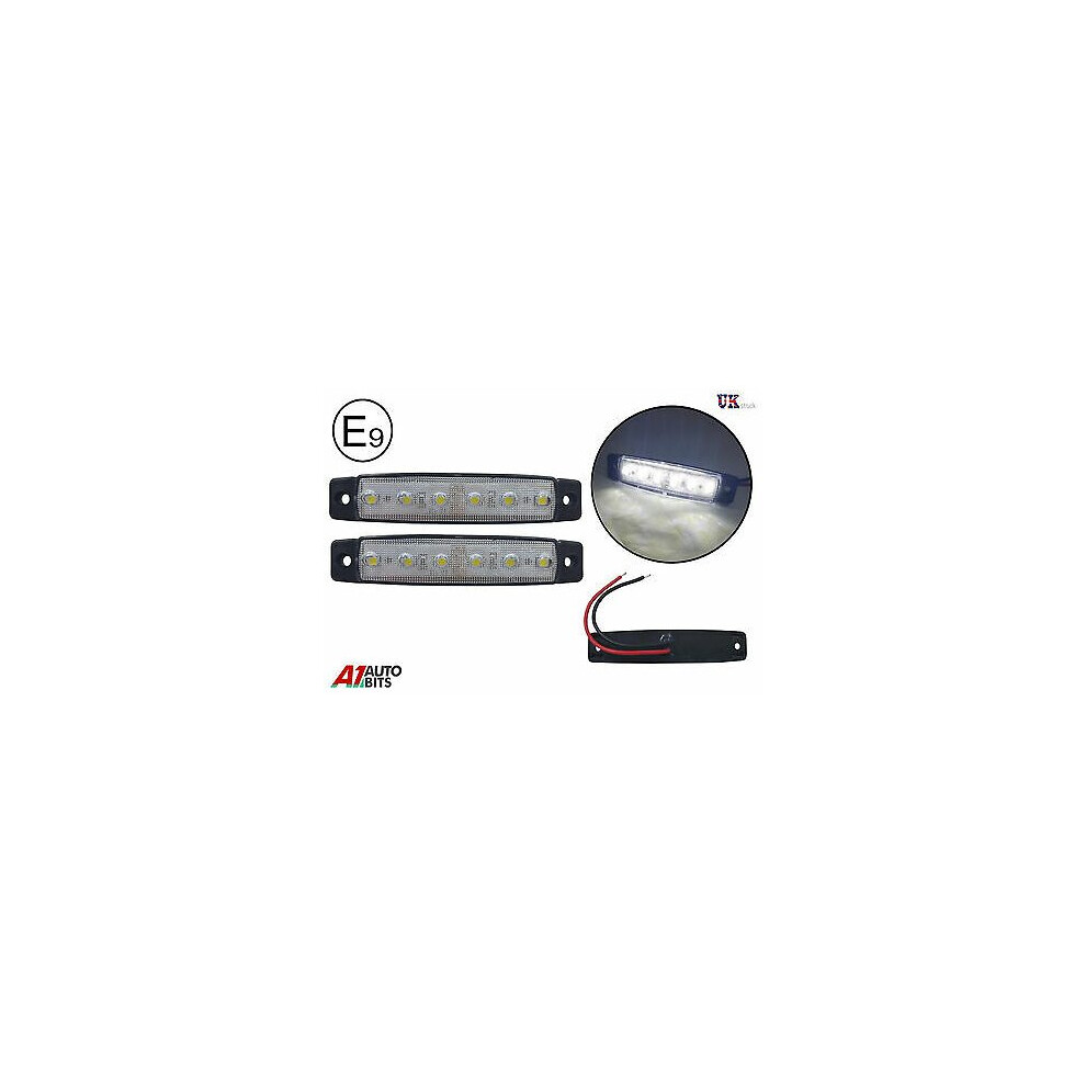 2x 24v LED White Clear Rear side marker lights lamps trailer truck lorry E-mark-image-OPC-P67GSZY-NEW