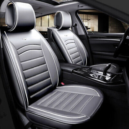 Deluxe Quality Grey PU Leather 1+1 Front Seat Covers Padded For