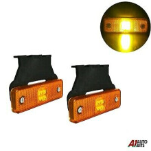 2x 24v 4 Led Side Marker Amber Lights Truck Man Daf Scania With Plastic Holder