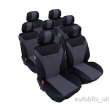 FULL SET  GREY-BLACK 7 FABRIC SEAT COVERS FOR CITROEN C4 GRAND PICASSO