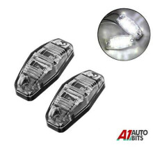 2x 2 LED White Clear side markers lights lamp for trailer truck 12- 24 Volts