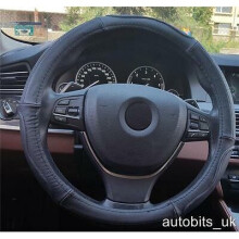 Black Real Genuine Soft Leather Grip Interior Car Steering Whell Cover Glove