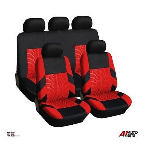 PROTECTIVE CAR SEAT COVERS PROTECTORS FABRIC UNIVERSAL SET IN RED BLACK