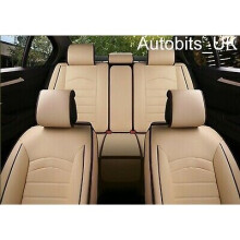 Deluxe Beige PU Leather Full Set Seat Covers For Audi A4 A6 A8 Q7 Q5 S-Line