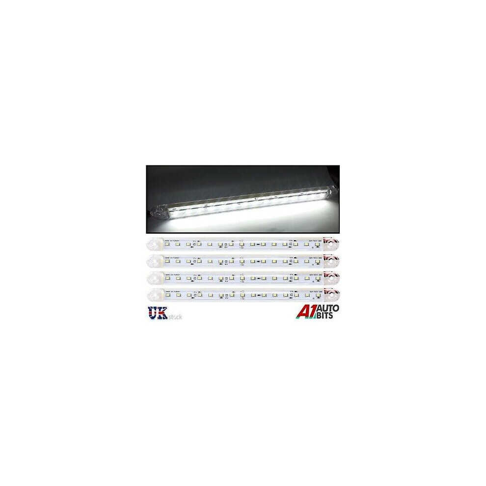 4x Clear White 12-24V 15 LED Side Marker Lights Lamps For Truck Trailer Lorry 9"-image-OPC-P67GW9R-NEW