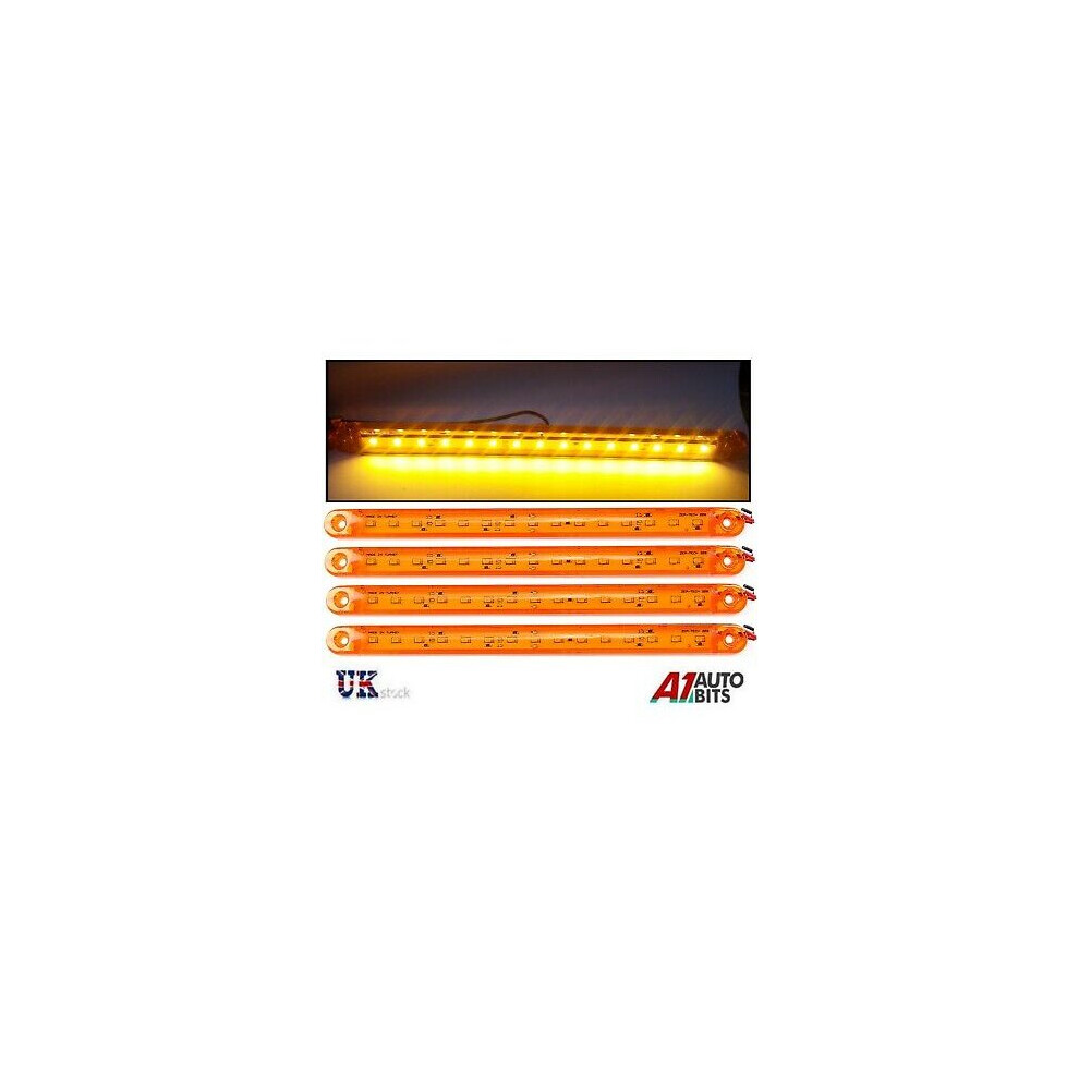 4X 12V 24V 15 SMD LED SIDE MARKER ORANGE LIGHTS TRAILER CARAVAN TRUCK LORRY 9.5"-image-OPC-P67GXMF-NEW