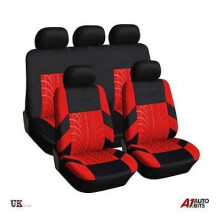 FULL SEAT COVERS SET PROTECTORS RED FOR FORD FIESTA FOCUS MONDEO B-MAX KA